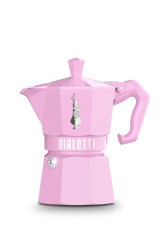 Bialetti Moka Exclusive Express Pink – 3 Cup on white background