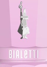 close-up of the logo on the Bialetti Moka Exclusive Express Pink – 6 Cup