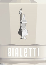 close-up of the Bialetti Moka Exclusive Express Cream logo