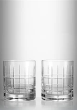 Waterford Short Stories Cluin Double Old Fashioned Glasses 340ml - Set of 2 on a grey background