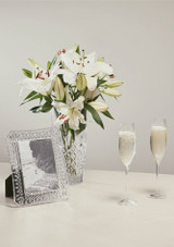 Waterford Lismore Picture Frame 13 x 18cm - 5 x 7in on a  table with flowers