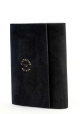 L’Atelier du Vin Oeno Motion Gold Nomad Lever Corkscrew leather case on a white background