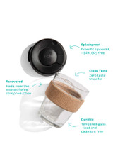 KeepCup Brew 12oz (340 ml) reusable glass coffee cup — diagram