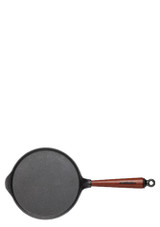 top view of the Skeppshult Cast Iron Pancake Pan with Swedish Beech Wood Handle - 23 cm