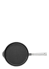 inside surface grill pan view of the Skeppshult Cast Iron Grill Pan with Stainless Steel Handle