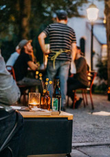 Höfats CUBE Board used as a table top outdoors
