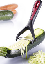 Westmark Gallant Julienne Cutter being used to cut a cucumber in the julienne style