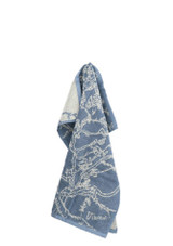 Bunzlau Castle Kitchen Towel VGM Almond Blossom Grey-Blue on a white background