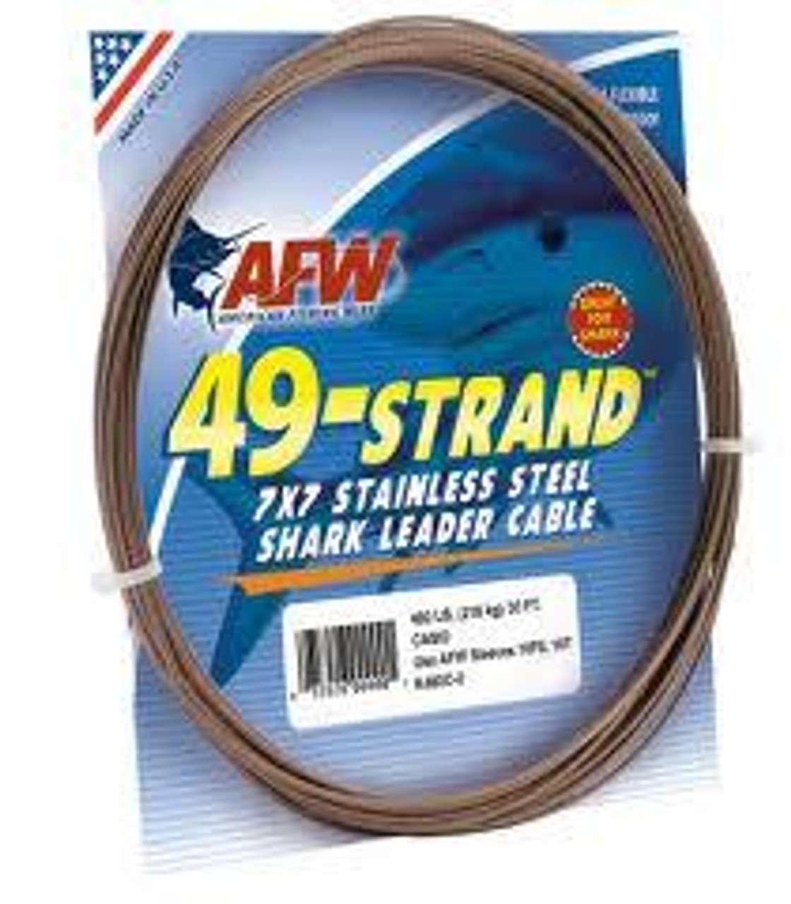 AFW 49 Strand 7x7 Stainless Steel Shark Leader Cable 30ft