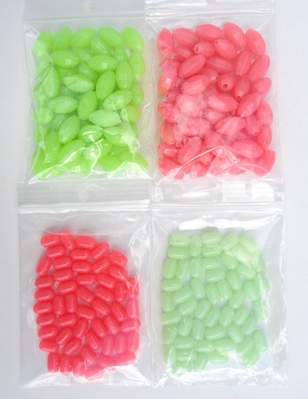 Glow Bead Kit 4 packs of Beads 50 each 10mm x 18mm, 75 each Pill