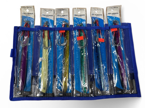 Set of 6 Bomber 7 oz jigs Jig Lure Kit W/Bag