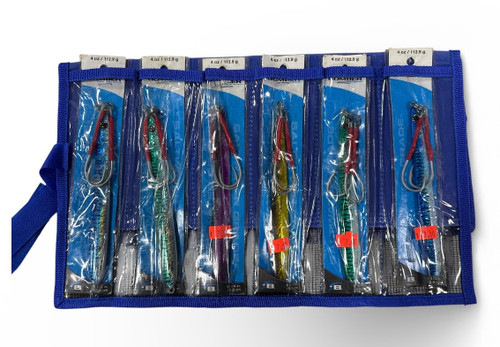 Set of 6 Bomber 43oz jigs Jig Lure Kit W/Bag