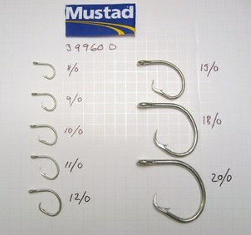 Mustad 39960 Circle-Ringed eye Duratin Available in box of 100 - 8/0-20/0