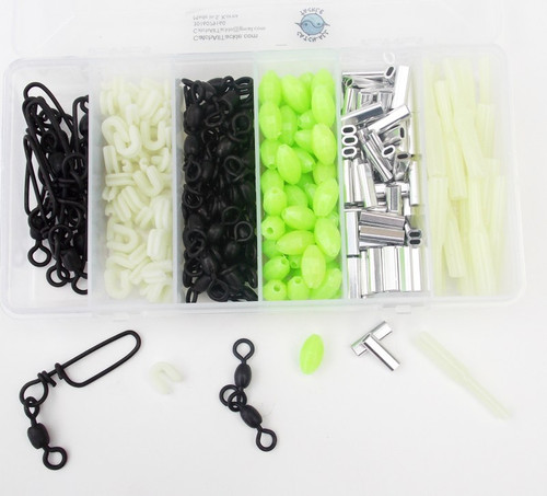 Deep Drop Rigging Kit -snaps,glow beads,crimps,3 way,