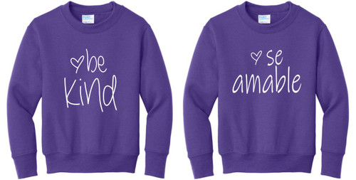 Colby - Be Kind / Se Amable Youth Crewneck Sweatshirt (PC78Y)