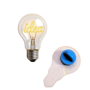 Wooden UV printed lightbulb badge pin front and back Wooden UV printed lightbulb badge pin front and back