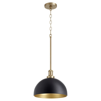 876 Dome Pendants One Light Pendant in Textured Black w/ Aged Brass (19|876-6980)