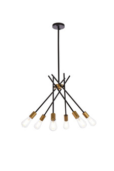 Lucca Six Light Pendant in Black And Brass (173|LD640D23BRK)