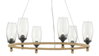 Hightider Six Light Chandelier in French Black/Natural Rope (142|9000-0738)