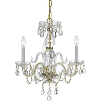 Traditional Crystal Three Light Mini Chandelier in Polished Brass (60|5044-PB-CL-S)