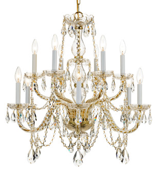 Traditional Crystal 12 Light Chandelier in Polished Brass (60|1135-PB-CL-SAQ)