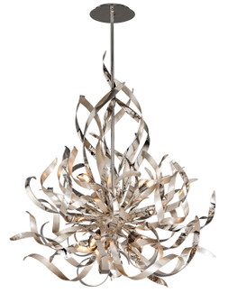 Graffiti Six Light Pendant in Silver Leaf Polished Stainless (68|154-46)