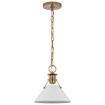 Outpost One Light Pendant in Matte White / Burnished Brass (72|60-7526)