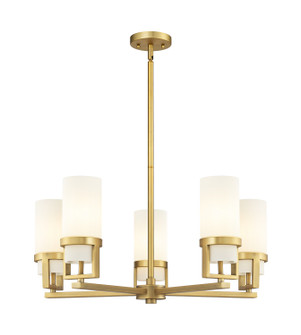 Downtown Urban LED Chandelier in Brushed Brass (405|426-5CR-BB-G426-8WH)