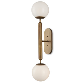 Barbican Two Light Wall Sconce in Antique Brass/White (142|5800-0034)
