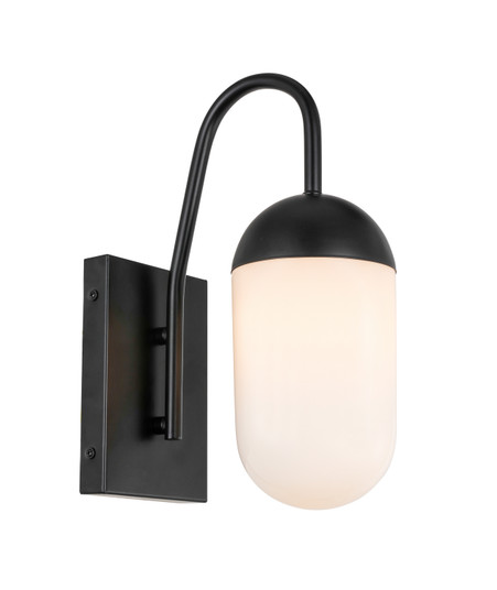 Kace One Light Wall Sconce in Black And Frosted White Glass (173|LD6169BK)