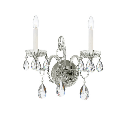 Traditional Crystal Two Light Wall Mount in Polished Chrome (60|1122-CH-CL-SAQ)