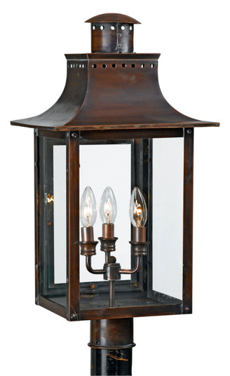 Chalmers Three Light Outdoor Post Lantern in Aged Copper (10|CM9012AC)