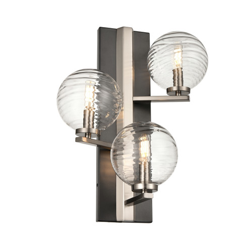Tropea Three Light Wall Sconce in Satin Nickel and Graphite with Ripple Glass (214|DVP40499SN+GR-RPG)
