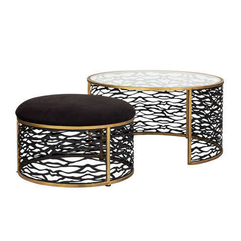 Kato Coffee Table and Ottoman in Havana Gold/Carbon (137|348TC32NHGCB)