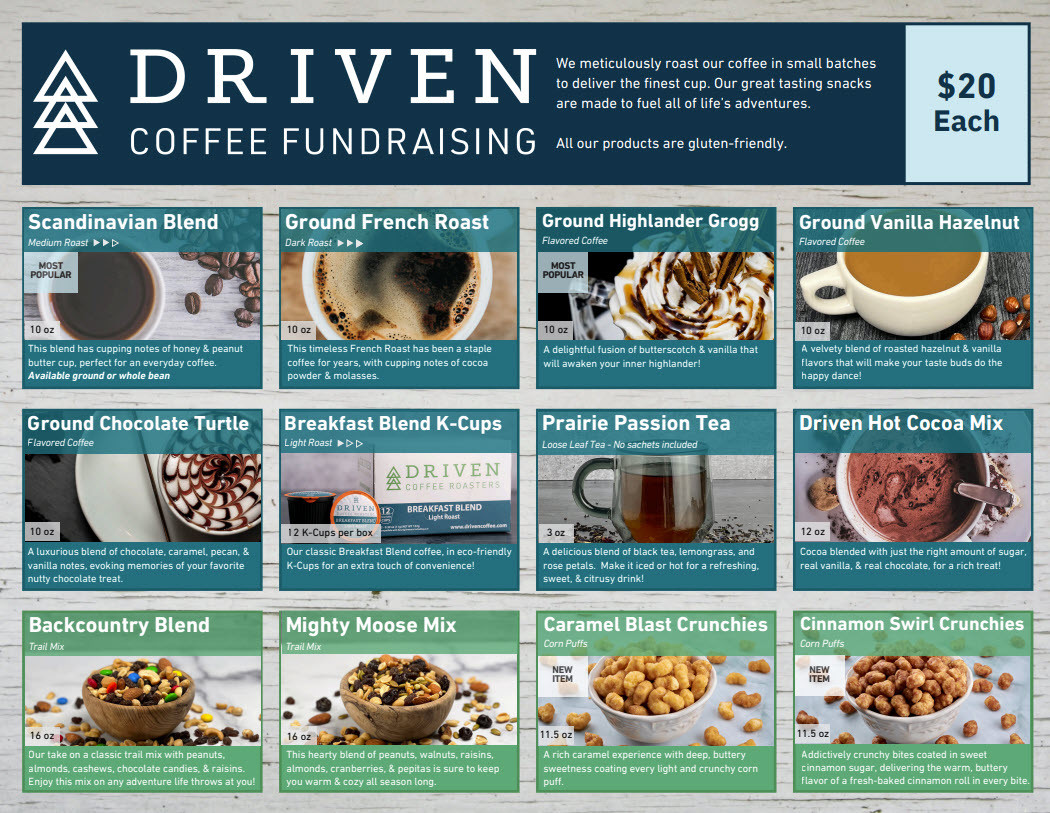 driven coffee fundraiser for schools, organizations and sports teams