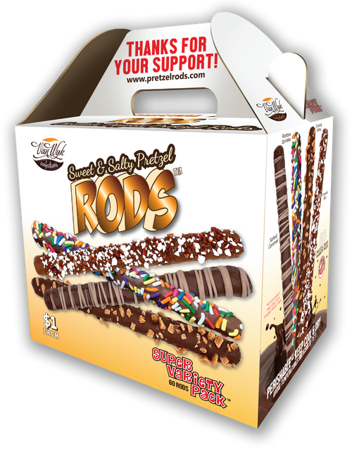 chocolate dipped pretzel rods fundraiser for schools and sports teams