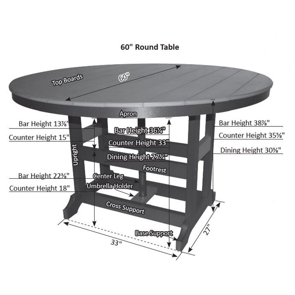 Berlin Gardens Garden Classic Standard Top 60" Round Counter Table