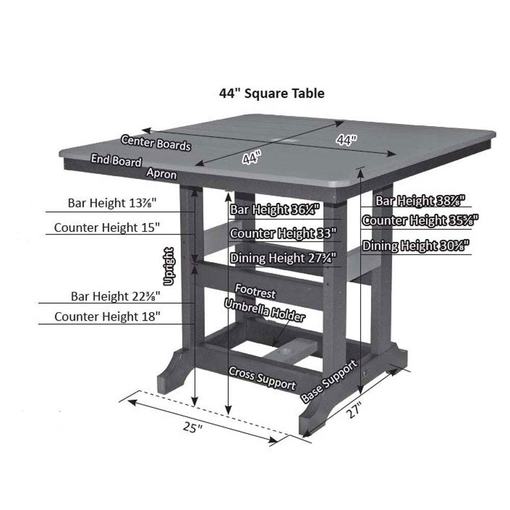 Berlin Gardens Garden Classic Hammered Top 44" Square Dining Table