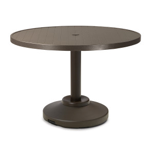 Telescope Dining Height 36" Round Aluminum Slat Top Table w/ 80lb Pedestal