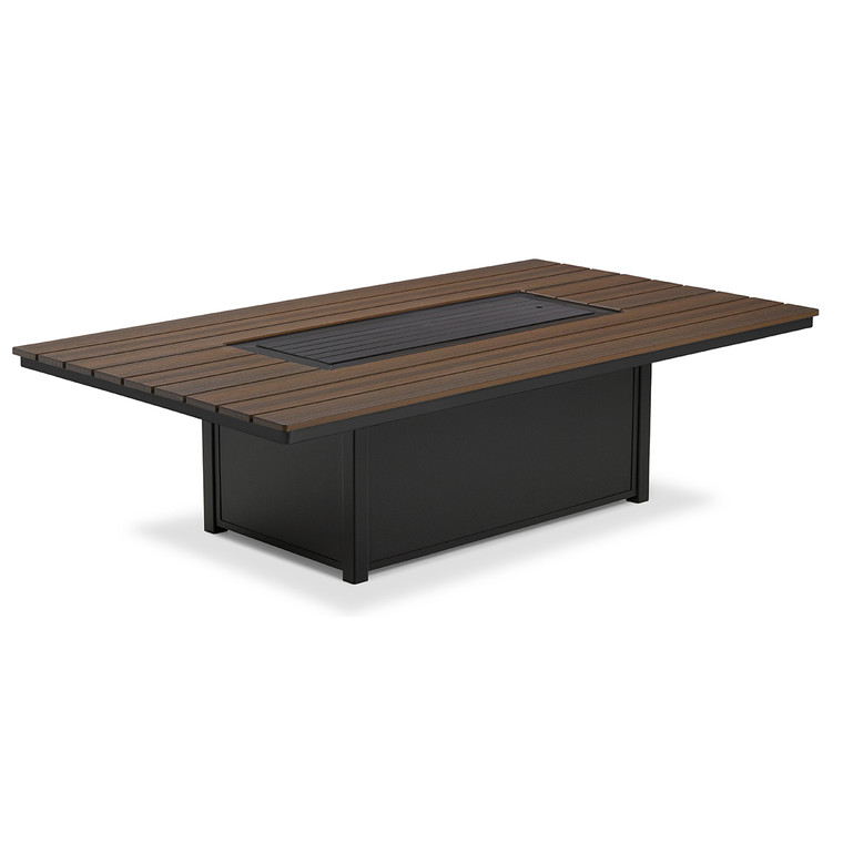 Telescope Aluminum Slat Top Fire Tables 48" x 84" Rectangular Aluminum Slat Chat Height Fire Table