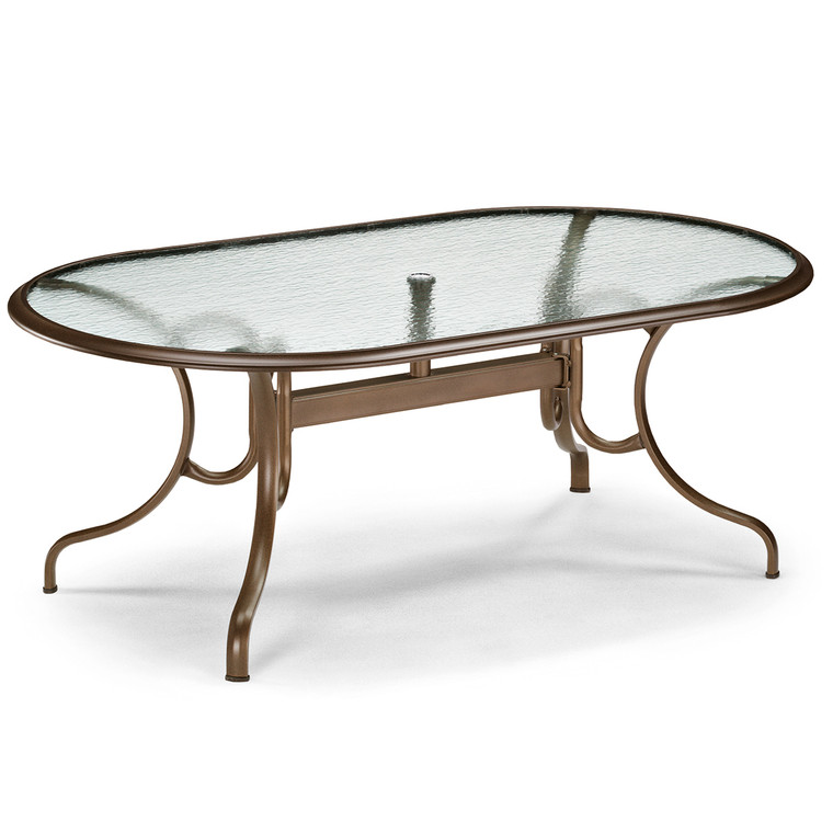 Telescope 43" x 75" Oval Glass Top Dining Table w/ hole