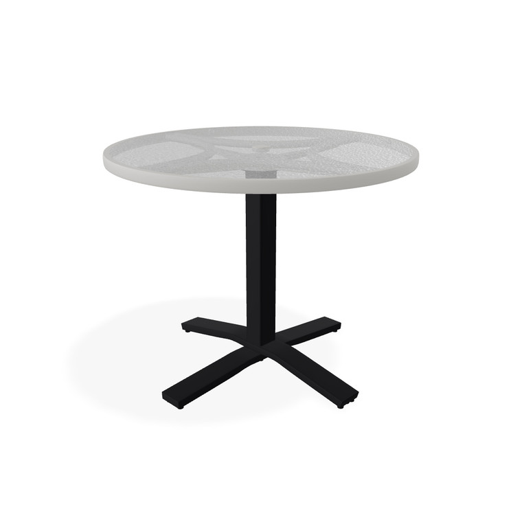 Telescope Dining 36" Round Glass Top Table w/ Pedestal