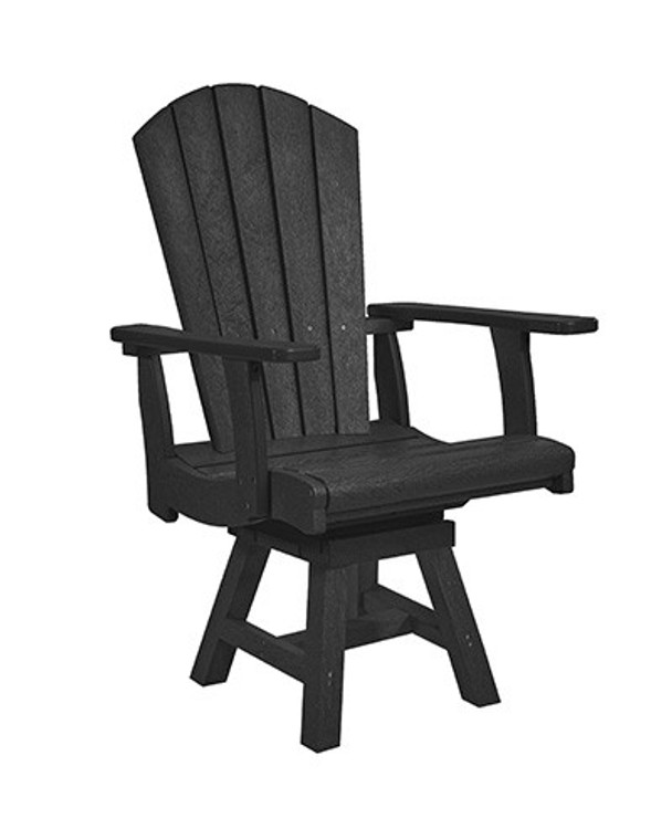 C. R. Plastics Adirondack Swivel Dining Arm Chair - C15 - Black
