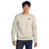 Model wearing is Sweet Cream Heather Jerzees Eco™ Premium Blend Crewneck Sweatshirt.