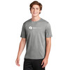 Model wearing is Grey Heather Sport-Tek® PosiCharge® RacerMesh® Tee.