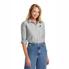 Model wearing Windsor Grey Brooks Brothers® Women’s Casual Oxford Cloth Shirt.