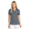 Model Wearing Blue Nights Heather TravisMathew Ladies Sunnyvale Polo Shirt.