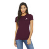 Model is wearing Maroon BELLA+CANVAS ® Women’s Slim Fit Tee Shirt.