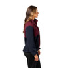 Model wearing Navy Blue/Merlot Red Warm Up Colorblock Fleece Vest with white background