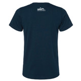 Midnight Navy color Next Level Women's CVC Tee Unlocking Potential, shown from backside